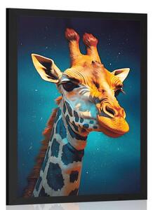 Poster girafă albastru-aurie