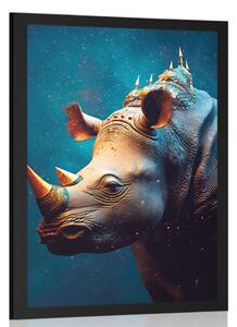 Poster rinocer albastru-aurii