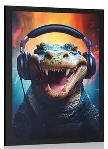Poster aligator cu căști