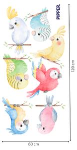 PIPPER. Autocolant de perete „Păsări exotice” Material: Autocolant textil