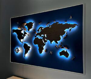 Tablou Harta Lumii cu LED