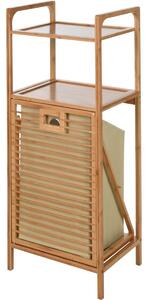 Raft pentru baie cu coș rabatabil Bamboo, 40 x 95 x 30 cm