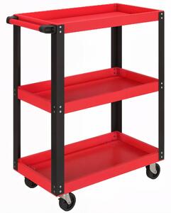 HOMCOM Cărucior Porta Unelte cu 3 Rafturi din Metal și PP, 70.5x35x82.5 cm, Roșu și Negru | Aosom Romania