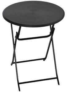 Outsunny Masă de Grădină Rotundă, Pliabilă, pentru 2 Persoane, Efect Lemn, Oțel+Plastic, Gri Închis, 60 x 60 x 73 cm | Aosom Romania