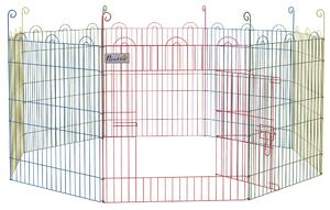 PawHut Țarc pentru Câini cu 8 Panouri, Ușă cu Zăvor, din Oțel, Ø156x60 cm, Multicolor | Aosom Romania