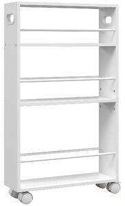 HOMCOM Cărucior de Bucătărie cu 3 Nivele, Bare Laterale, 4 Roți și 2 Frâne, 45x15x80 cm, Alb | Aosom Romania