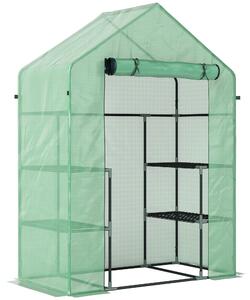 Outsunny PE impermeabil și rezistent la UV Grădină seră pentru plante cu rafturi și accesorii de montare, 142x73x195cm, verde | Aosom Romania