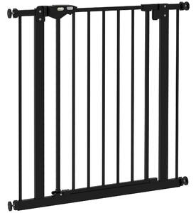 PawHut Poartă de Siguranță pentru Câini cu 2 Extensii, Lățime Reglabilă și Închidere Automată, 74x77cm, Negru | Aosom Romania
