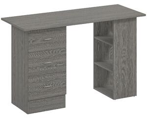 HOMCOM Birou modern cu 3 Sertare si Rafturi in Lemn Alb 120x49x72cm | Aosom Romania