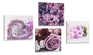 Set tablouri natura moartă de lavandă cu flori