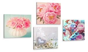 Set tablouri felinar vintage cu flori