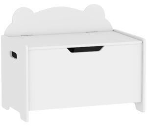 AIYAPLAY Cutie pentru jucării din lemn în formă de urs cu capacitatea de 20 kg, 60x38x48 cm, alb | Aosom Romania