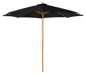 Outsunny Umbrelă de Grădină 3 m cu Stâlp din Lemn, 8 Spițe și Acoperire din Poliester, Neagră | Aosom Romania