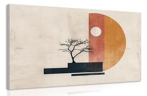 Tablou japandi copac cu elemente abstracte