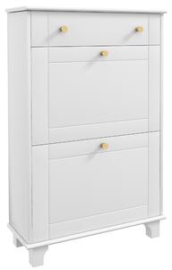 HOMCOM Dulap Pantofi Slim cu 2 Uși, Sertar, Rafturi Reglabile, 8 Perechi, MDF, PAL, 60 x 23,5 x 98,5 cm, Alb | Aosom Romania