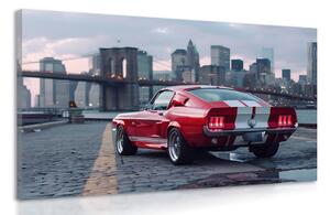 Tablou Mustang cu orizontul New York-ului