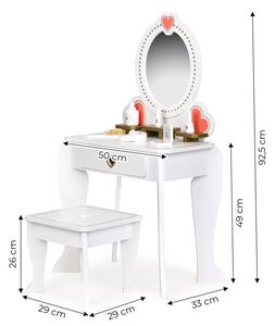 Masuță mare de toaletă pentru copii din lemn cu oglindă