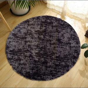 Covor Living Oval Plush, Ø 120 cm, Gri / Negru