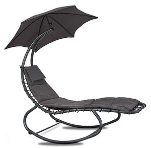 Linder Exclusiv Șezlong de grădină cu umbrelă Gri