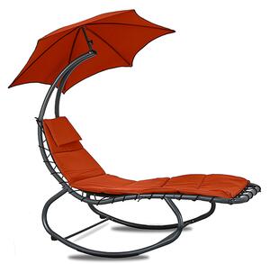 Linder Exclusiv Șezlong de grădină cu umbrelă Roșu