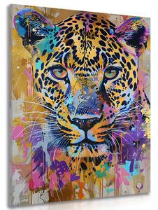Tablou leopard cu imitația picturii
