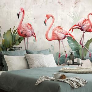 Tapet flamingo cu atingere vintage