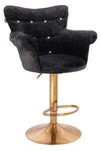 HR804CW scaun Catifea Neagră cu Bază Aurie