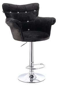 HR804CW scaun Catifea Neagră cu Bază Cromata