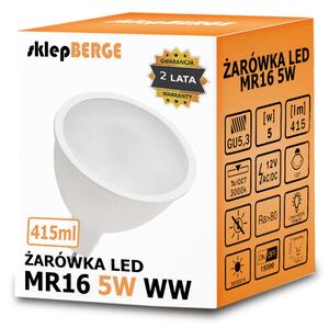 Bec LED 12V - MR16 - 5W - 415 lm - alb cald
