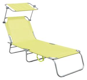 Linder Exclusiv Șezlong de grădină cu copertină Verde