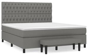 Pat box spring cu saltea, gri închis, 180x200 cm, textil
