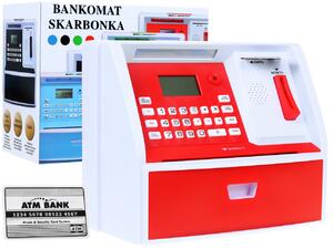 Bancomat cu card Pușculiță pentru copii 3+ roșu Funcții interactive + mod de economisire