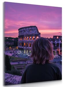Tablou femeie cu vedere la colosseum