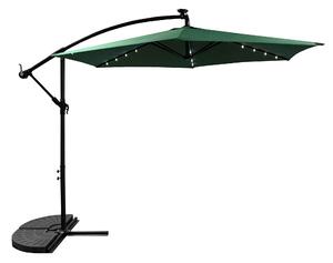 Umbrelă de grădină Aga 300 cm Verde închis cu iluminare LED