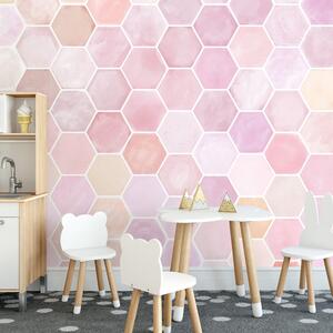 Tapet model hexagonal roz