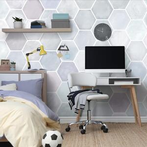 Tapet model hexagonal gri-albastru