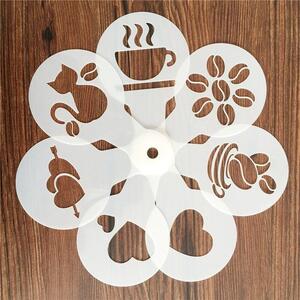 Set pentru decorare cafea sau prajituri, 19 sabloane reutilizabile cu forme diferite