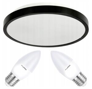 Lustră LED de tavan 2xE27 IP20 LARI-R NEGRU + 2x E27 10W lumânare alb cald