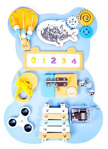 Aga4Kids Tablă Montessori din lemn Urs Albastru
