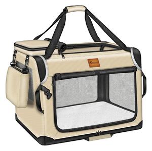Tresko Cușcă de transport pentru câini și pisici 92x63x63 cm Bej