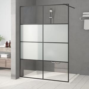Perete cabină duș walk-in negru 140x195 cm sticlă ESG semi-mată