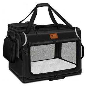 Tresko Cușcă de transport pentru câini și pisici 61x42x42 cm Negru