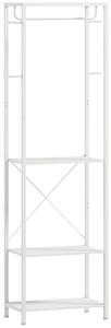 HOMCOM Cuiere de Intrare cu Suport pentru Încălțăminte, Bară pentru Haine, 4 Cârlige, Raft Superior și 2 Rafturi pentru Încălțăminte, 52x30x180 cm, Alb | Aosom Romania