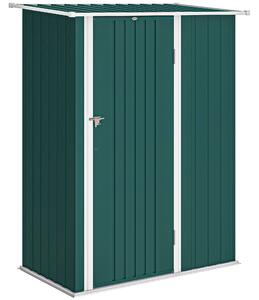 Outsunny Magazie de Grădină 1.07m² din Oțel Zincat, Căsuță pentru Depozitare cu Ușă Blocabilă, Acoperiș Înclinat, 142x86x189 cm, Verde | Aosom Romania