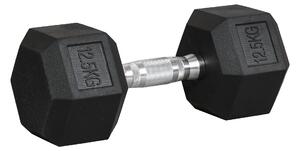 HOMCOM Ganteră de 12.5 kg Hexagonală Unică cu Mâner Antiderapant Negru | Aosom Romania