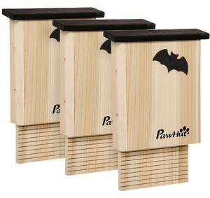 PawHut Set de 3 Adăposturi pentru Liliac din Lemn de Brad pentru Exterior, 25x6x37.5 cm, Lemn Natural | Aosom Romania