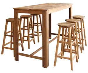 Set masă și scaune de bar, 7 piese, lemn masiv de acacia
