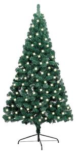 Jumătate brad Crăciun pre-iluminat cu suport verde 120 cm PVC