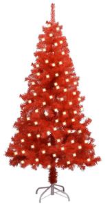 Brad Crăciun artificial pre-iluminat/suport, roșu, 120 cm, PVC