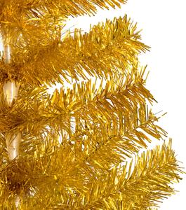 Brad Crăciun artificial pre-iluminat/suport, auriu, 150 cm, PET